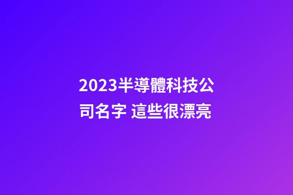 2023半導體科技公司名字 這些很漂亮-第1張-公司起名-玄機派